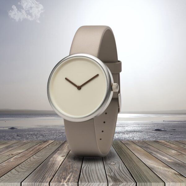 TOMI Light Grey Dial Wristwatch with Leather Strap
